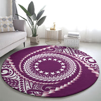 Cook Islands Gospel Day Round Carpet Maroon Tribal Curves LT05 - Polynesian Pride