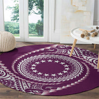 Cook Islands Gospel Day Round Carpet Maroon Tribal Curves LT05 - Polynesian Pride