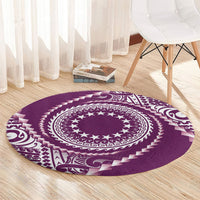Cook Islands Gospel Day Round Carpet Maroon Tribal Curves LT05 - Polynesian Pride