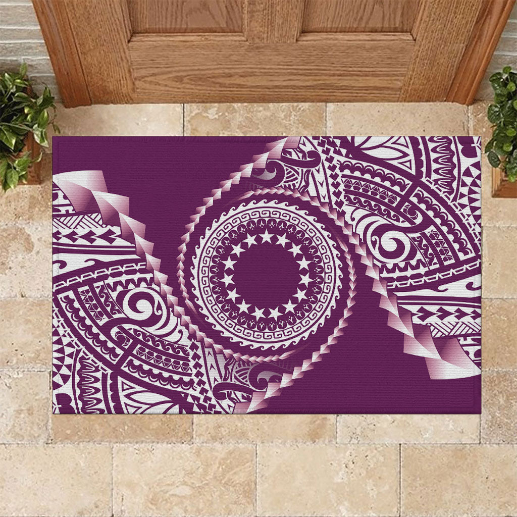 Cook Islands Gospel Day Rubber Doormat Maroon Tribal Curves LT05 Maroon - Polynesian Pride