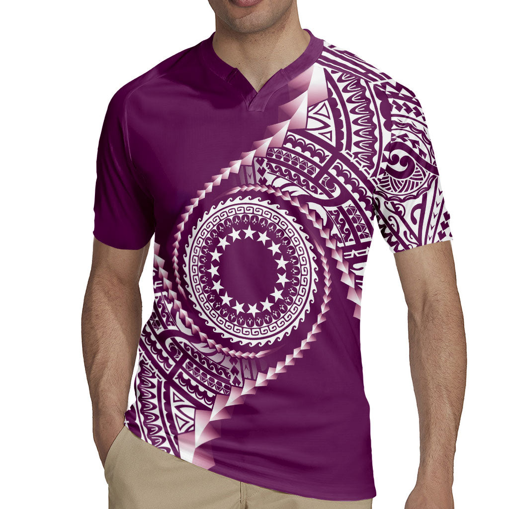 Cook Islands Gospel Day Rugby Jersey Maroon Tribal Curves LT05 - Polynesian Pride