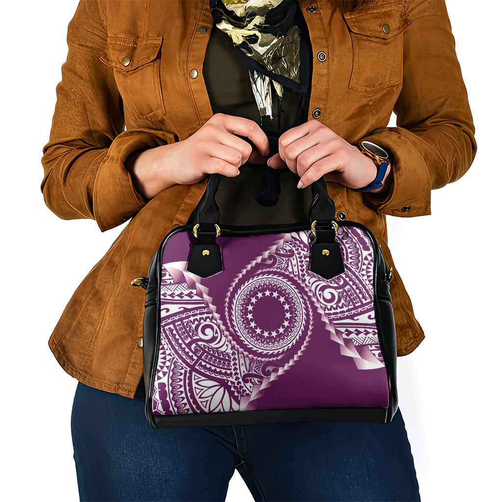 Cook Islands Gospel Day Shoulder Handbag Maroon Tribal Curves LT05 - Polynesian Pride
