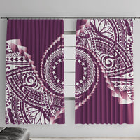 Cook Islands Gospel Day Window Curtain Maroon Tribal Curves LT05 With Hooks Maroon - Polynesian Pride