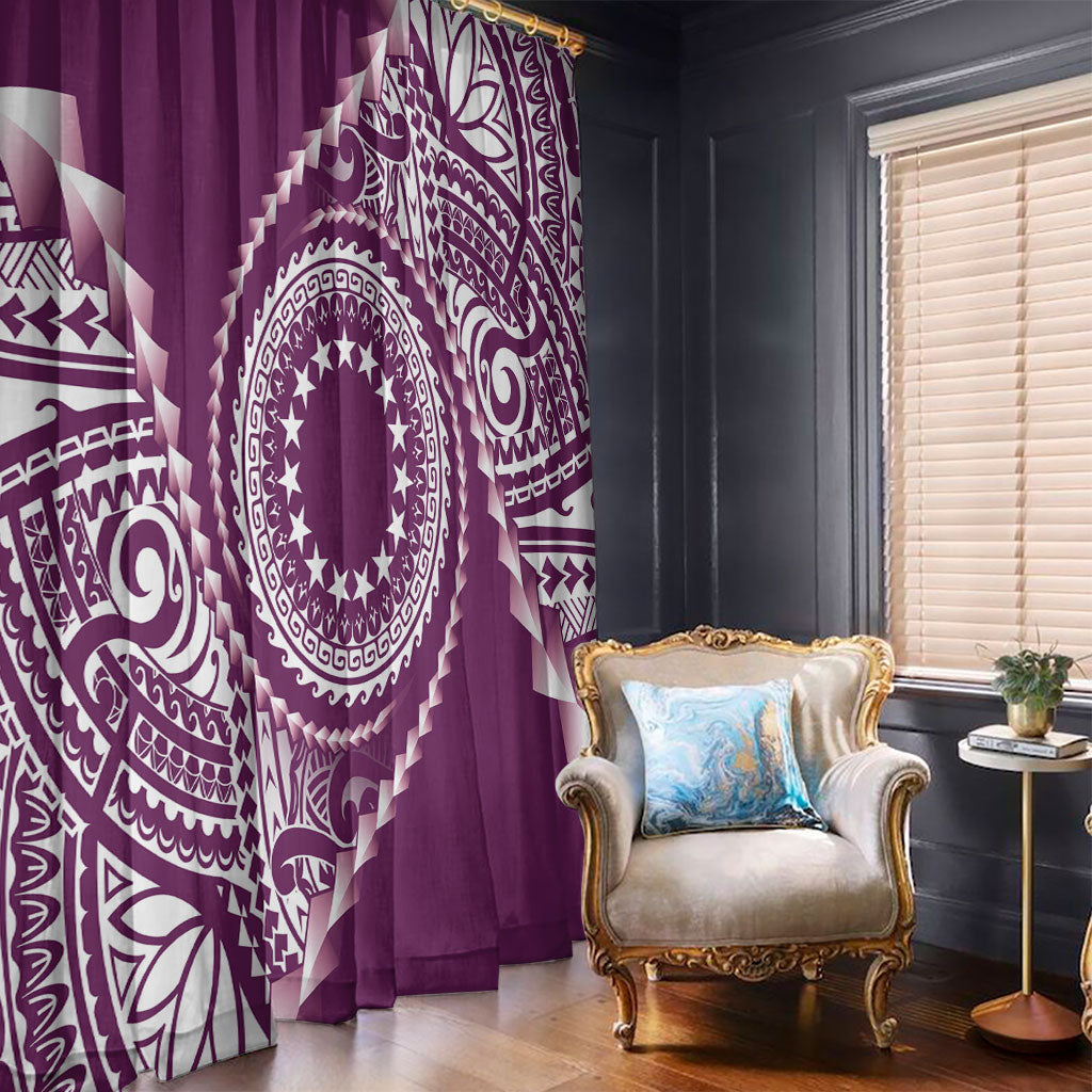 Cook Islands Gospel Day Window Curtain Maroon Tribal Curves LT05 - Polynesian Pride