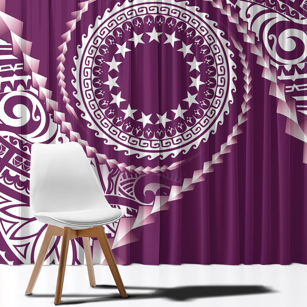 Cook Islands Gospel Day Window Curtain Maroon Tribal Curves LT05 - Polynesian Pride
