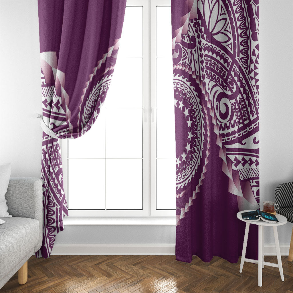 Cook Islands Gospel Day Window Curtain Maroon Tribal Curves LT05 - Polynesian Pride