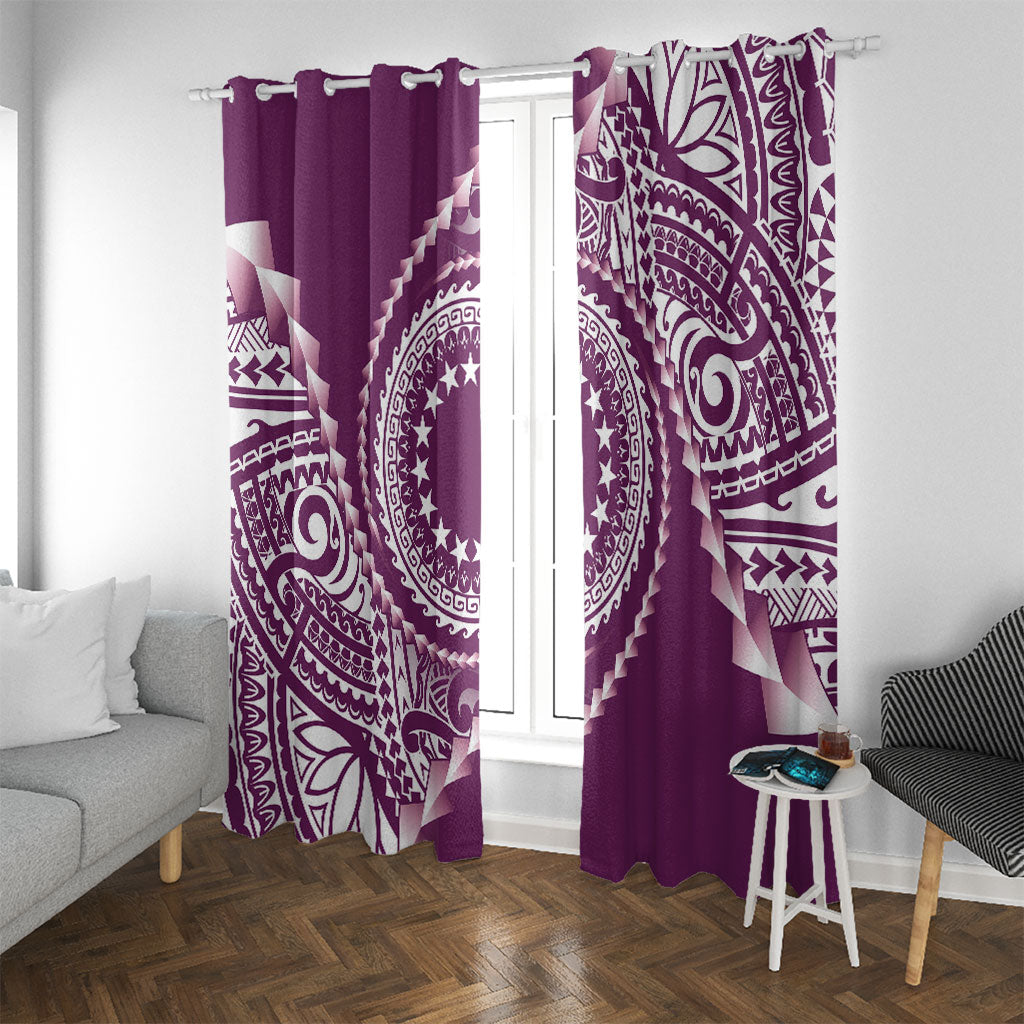 Cook Islands Gospel Day Window Curtain Maroon Tribal Curves LT05 With Grommets Maroon - Polynesian Pride