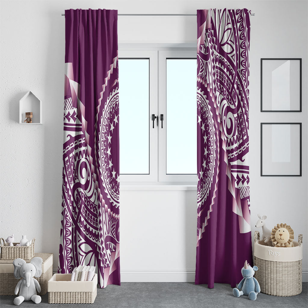 Cook Islands Gospel Day Window Curtain Maroon Tribal Curves LT05 - Polynesian Pride