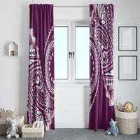 Cook Islands Gospel Day Window Curtain Maroon Tribal Curves LT05 - Polynesian Pride