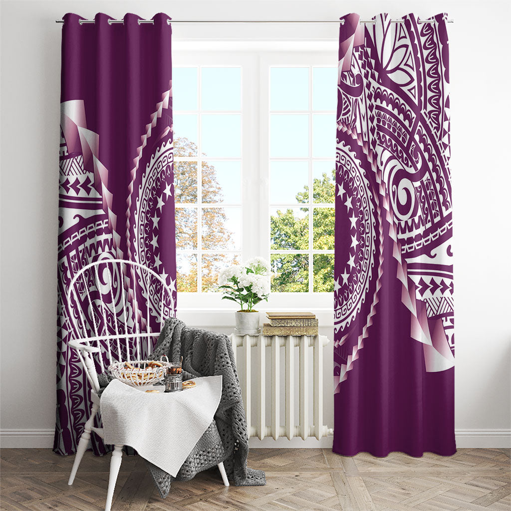 Cook Islands Gospel Day Window Curtain Maroon Tribal Curves LT05 - Polynesian Pride