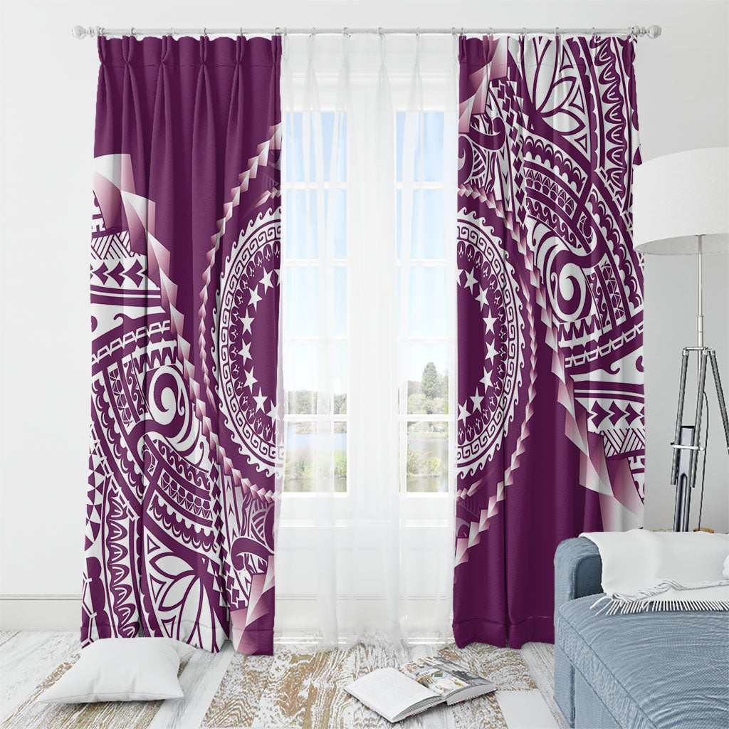 Cook Islands Gospel Day Window Curtain Maroon Tribal Curves LT05 - Polynesian Pride