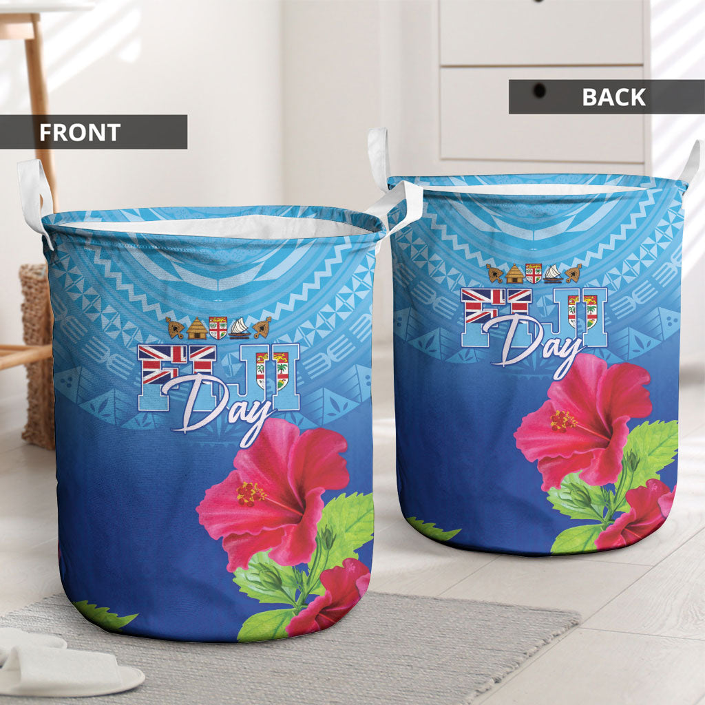 Bula Fiji Day Laundry Basket Traditional Tapa Pattern With Hibiscus LT05 - Polynesian Pride