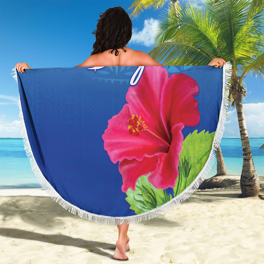Bula Fiji Day Beach Blanket Traditional Tapa Pattern With Hibiscus LT05 - Polynesian Pride