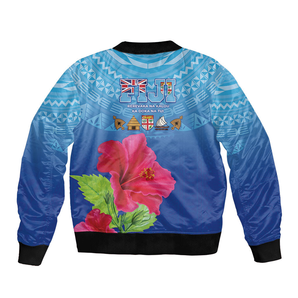 Bula Fiji Day Bomber Jacket Traditional Tapa Pattern With Hibiscus LT05 - Polynesian Pride
