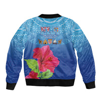 Bula Fiji Day Bomber Jacket Traditional Tapa Pattern With Hibiscus LT05 - Polynesian Pride