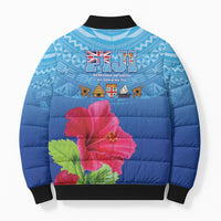 Bula Fiji Day Bomber Puffer Jacket Traditional Tapa Pattern With Hibiscus LT05 - Polynesian Pride