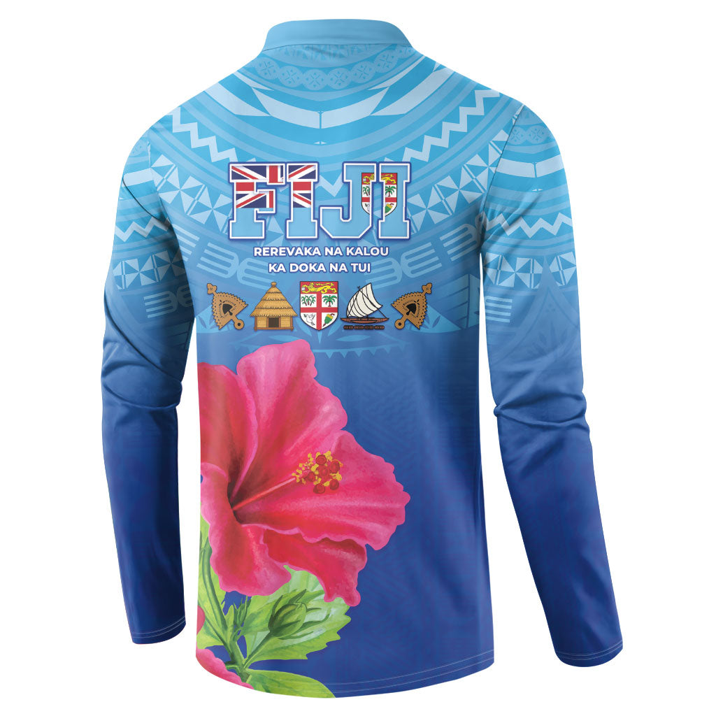 Bula Fiji Day Button Sweatshirt Traditional Tapa Pattern With Hibiscus LT05 - Polynesian Pride