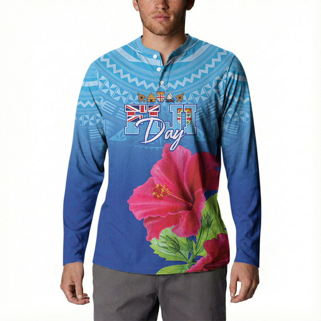 Bula Fiji Day Button Sweatshirt Traditional Tapa Pattern With Hibiscus LT05 - Polynesian Pride