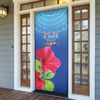 Bula Fiji Day Door Cover Traditional Tapa Pattern With Hibiscus LT05 - Polynesian Pride