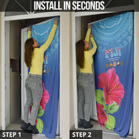 Bula Fiji Day Door Cover Traditional Tapa Pattern With Hibiscus LT05 - Polynesian Pride
