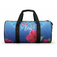 Bula Fiji Day Duffle Bag Traditional Tapa Pattern With Hibiscus LT05 One size Blue - Polynesian Pride