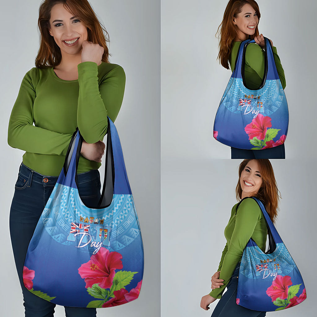 Bula Fiji Day Grocery Bag Traditional Tapa Pattern With Hibiscus LT05 - Polynesian Pride