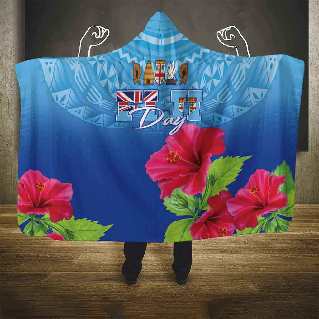 Bula Fiji Day Hooded Blanket Traditional Tapa Pattern With Hibiscus LT05 - Polynesian Pride