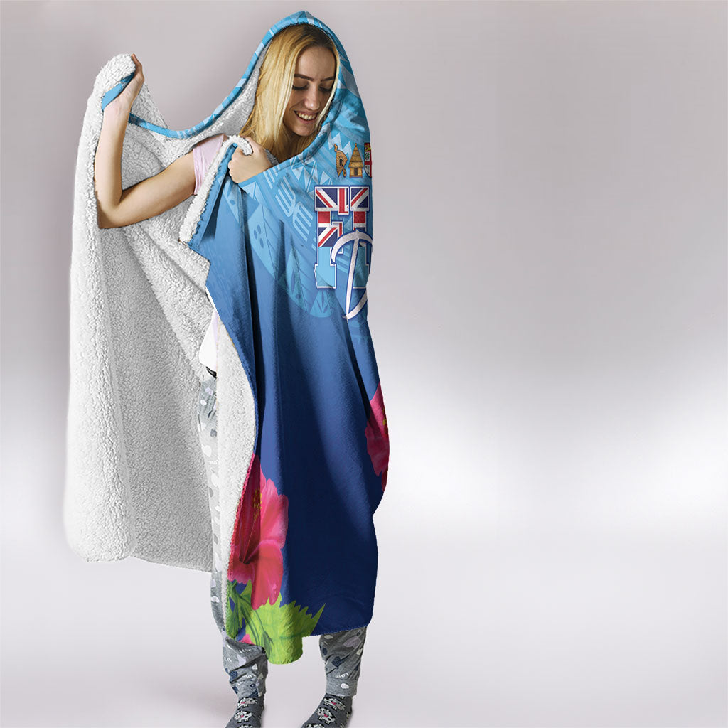 Bula Fiji Day Hooded Blanket Traditional Tapa Pattern With Hibiscus LT05 - Polynesian Pride