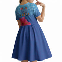 Bula Fiji Day Kid Short Sleeve Dress Traditional Tapa Pattern With Hibiscus LT05 - Polynesian Pride