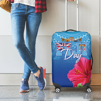 Bula Fiji Day Luggage Cover Traditional Tapa Pattern With Hibiscus LT05 - Polynesian Pride
