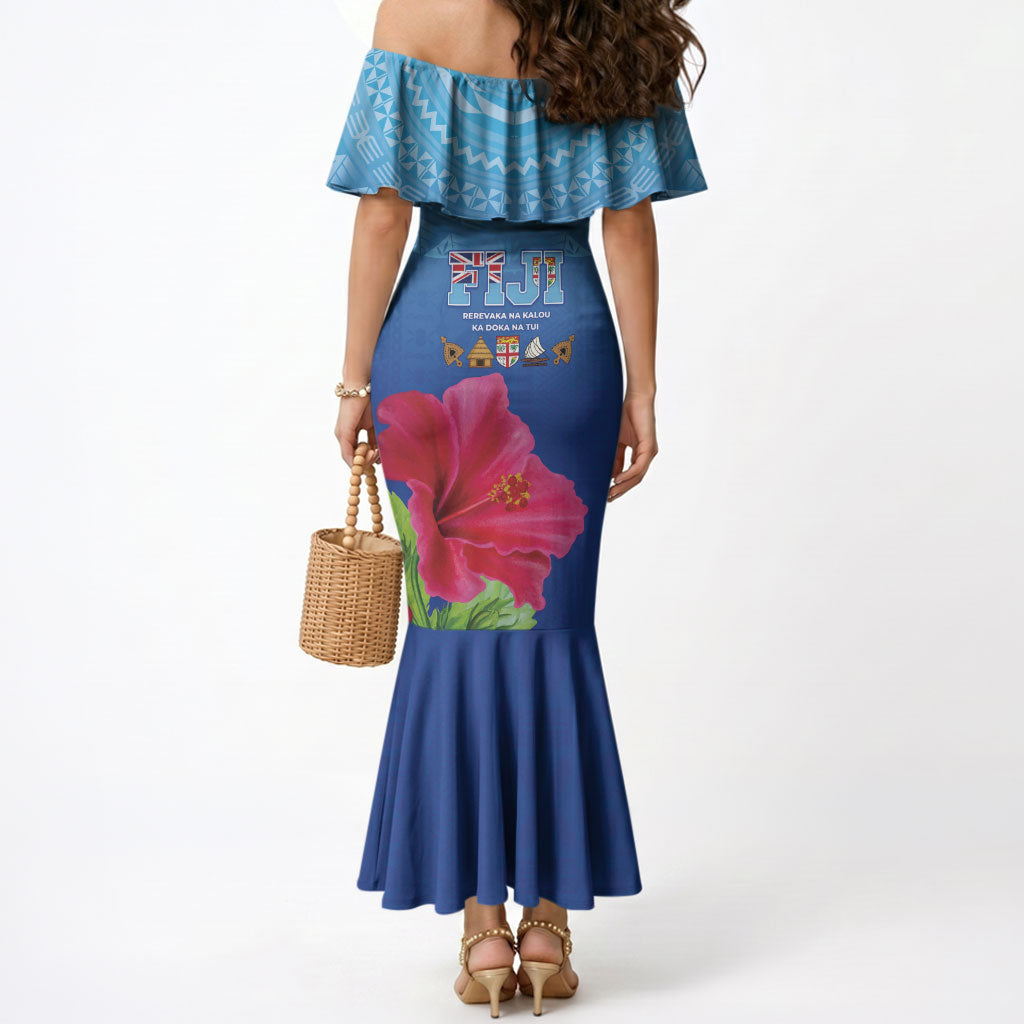 Bula Fiji Day Mermaid Dress Traditional Tapa Pattern With Hibiscus LT05 - Polynesian Pride