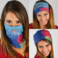 Bula Fiji Day Neck Gaiter Traditional Tapa Pattern With Hibiscus LT05 - Polynesian Pride