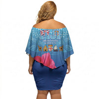 Bula Fiji Day Off Shoulder Short Dress Traditional Tapa Pattern With Hibiscus LT05 - Polynesian Pride