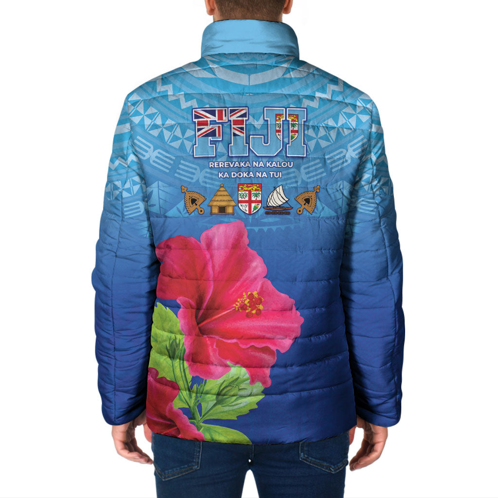 Bula Fiji Day Padded Jacket Traditional Tapa Pattern With Hibiscus LT05 - Polynesian Pride