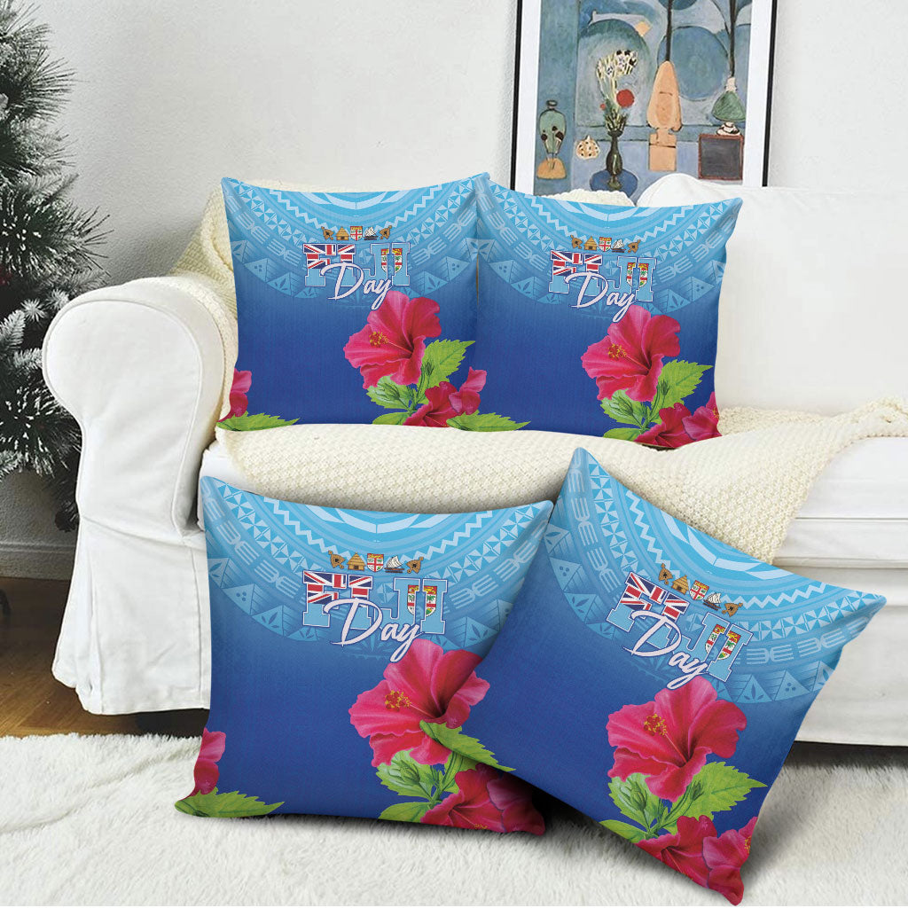 Bula Fiji Day Pillow Cover Traditional Tapa Pattern With Hibiscus LT05 - Polynesian Pride