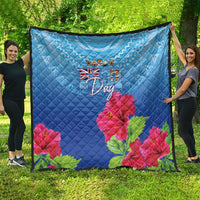 Bula Fiji Day Quilt Traditional Tapa Pattern With Hibiscus LT05 - Polynesian Pride