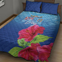 Bula Fiji Day Quilt Bed Set Traditional Tapa Pattern With Hibiscus LT05 - Polynesian Pride