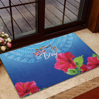 Bula Fiji Day Rubber Doormat Traditional Tapa Pattern With Hibiscus LT05 - Polynesian Pride