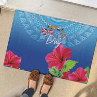Bula Fiji Day Rubber Doormat Traditional Tapa Pattern With Hibiscus LT05 - Polynesian Pride