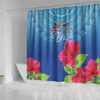 Bula Fiji Day Shower Curtain Traditional Tapa Pattern With Hibiscus LT05 - Polynesian Pride
