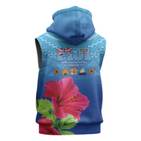 Bula Fiji Day Sleeveless Hoodie Traditional Tapa Pattern With Hibiscus LT05 - Polynesian Pride