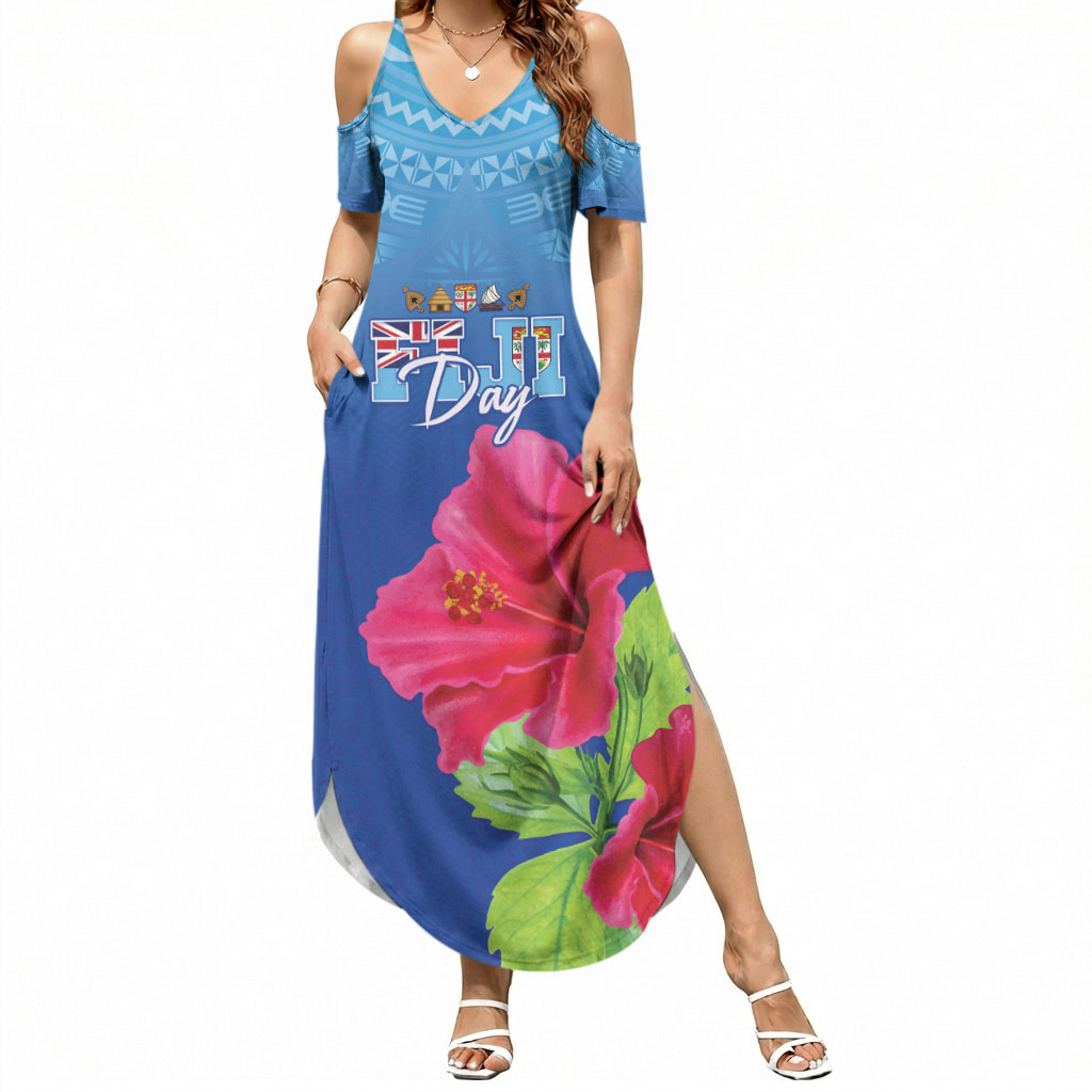Bula Fiji Day Summer Maxi Dress Traditional Tapa Pattern With Hibiscus
