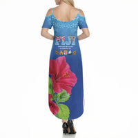 Bula Fiji Day Summer Maxi Dress Traditional Tapa Pattern With Hibiscus LT05 - Polynesian Pride