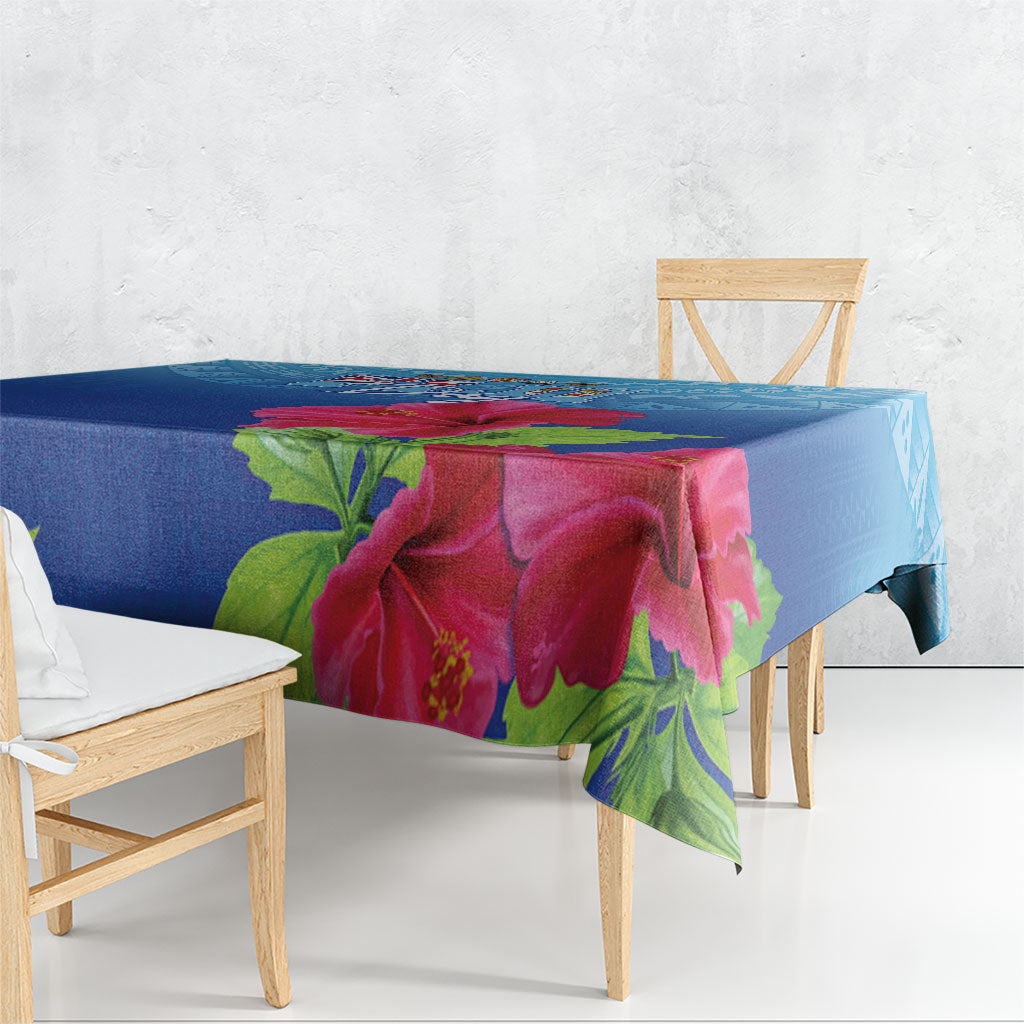 Bula Fiji Day Tablecloth Traditional Tapa Pattern With Hibiscus LT05 - Polynesian Pride