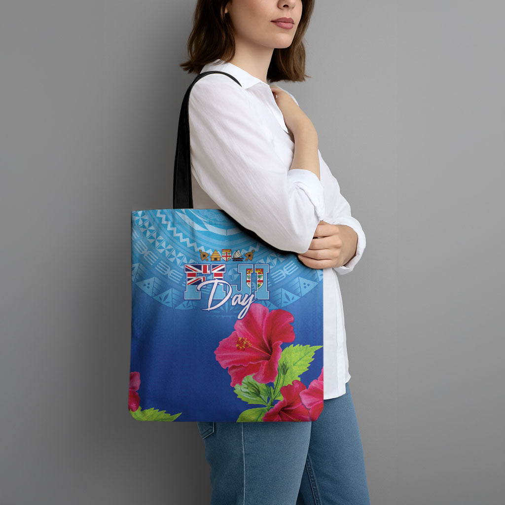 Bula Fiji Day Tote Bag Traditional Tapa Pattern With Hibiscus LT05 - Polynesian Pride