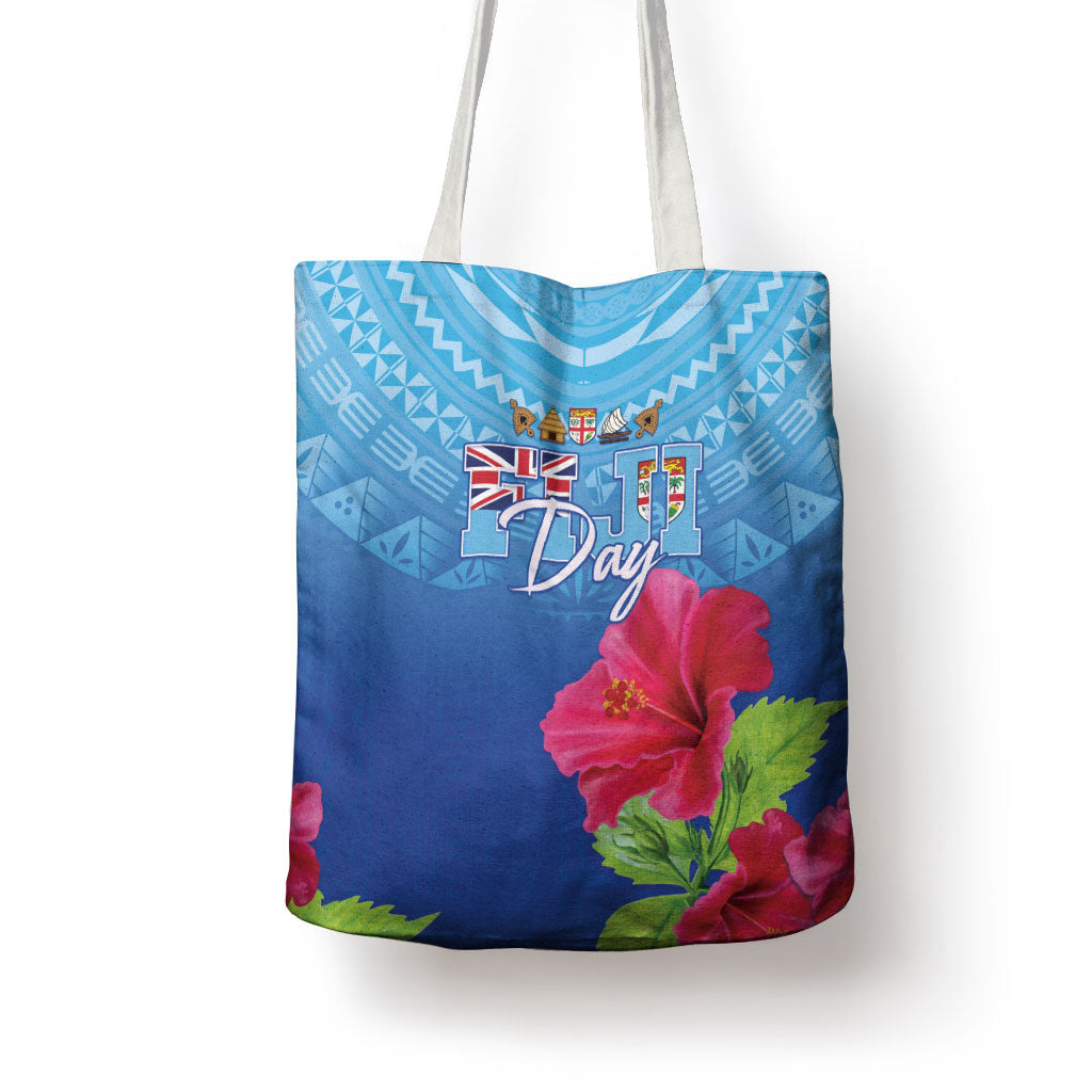 Bula Fiji Day Tote Bag Traditional Tapa Pattern With Hibiscus LT05 - Polynesian Pride