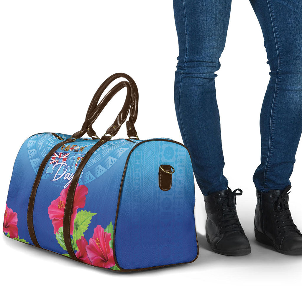 Bula Fiji Day Travel Bag Traditional Tapa Pattern With Hibiscus LT05 - Polynesian Pride
