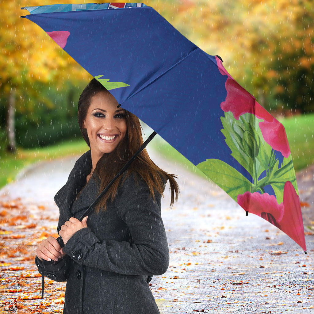 Bula Fiji Day Umbrella Traditional Tapa Pattern With Hibiscus LT05 - Polynesian Pride
