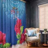 Bula Fiji Day Window Curtain Traditional Tapa Pattern With Hibiscus LT05 - Polynesian Pride