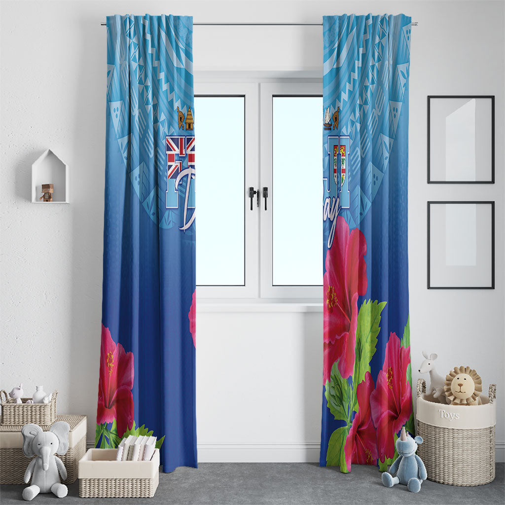 Bula Fiji Day Window Curtain Traditional Tapa Pattern With Hibiscus LT05 - Polynesian Pride